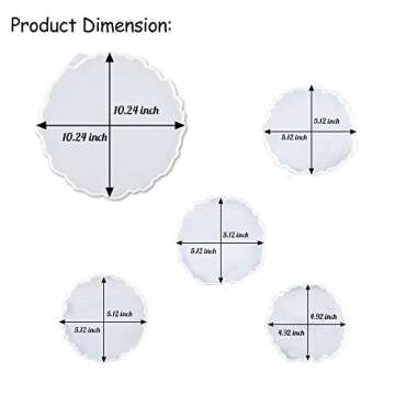 5 Pack Silicone Resin Molds - Large Tray & Coaster Set for Art Lovers