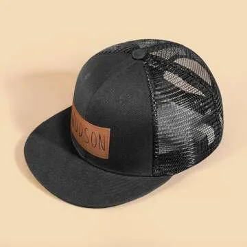 Personalized Baby Baseball Cap with Mesh - Toddler Black Baseball Hat Infant Baseball Cap Baby Ball Cap Toddler Hat Kids Baseball Cap