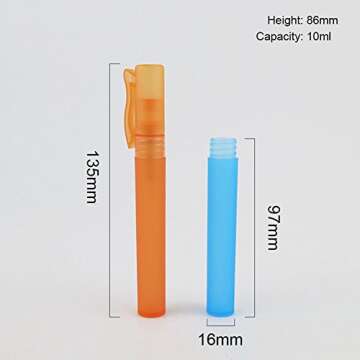 Furnido 10ml 1/3oz Mini Portable pen Perfume Bottle Spray Bottle sample small empty containers fragrances atomizer refillable bottles colored Plastic Pen Shape Travel set-pack of 10 Random Color