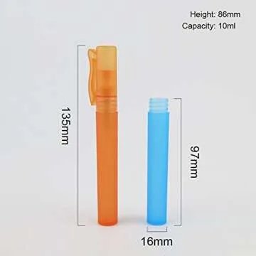 Furnido 10ml 1/3oz Mini Portable pen Perfume Bottle Spray Bottle sample small empty containers fragrances atomizer refillable bottles colored Plastic Pen Shape Travel set-pack of 10 Random Color