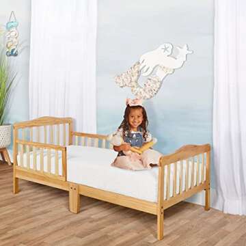 Dream On Me Classic Design Toddler Bed in Natural, Safe and Stylish for Your Child's Transition