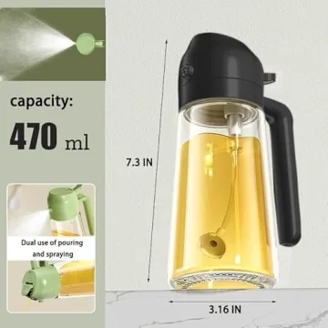NIKKIER 2 in 1 Olive Oil Sprayer - 470ml Cooking Tool