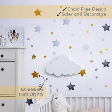 Nursery Cloud Lamp with Star Decals - Rechargeable & Dimmable