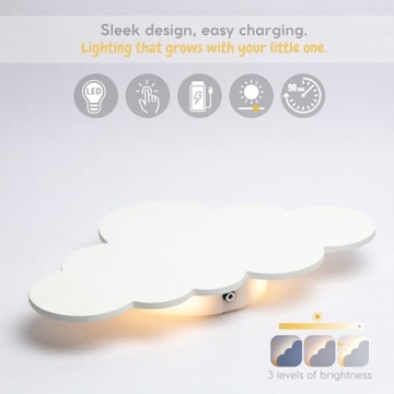 Nursery Cloud Lamp with Star Decals - Rechargeable & Dimmable