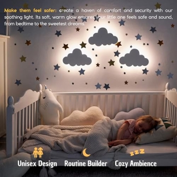 Nursery Cloud Lamp with Star Decals - Rechargeable & Dimmable
