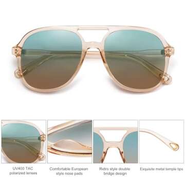 SOJOS Retro Polarized Aviator Sunglasses for Women Men Classic 70s Vintage Trendy Square Aviators SJ...