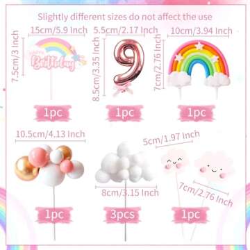 LaVenty Pink On Cloud 9 Cake Decoration On Cloud 9 Birthday Cake Topper 9 Birthday Cake Decoration O...