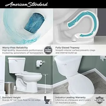 American Standard 221CA104.020 Colony 1.28 GPF 2-Piece Elongated Toilet with 12-In Rough-In, White