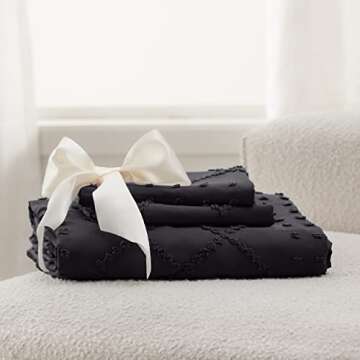 Bedsure Boho Duvet Cover King Size - Boho Bedding, Tufted King Duvet Cover for All Seasons, 3 Pieces Embroidery Shabby Chic Home Bedding,Comforter Not Included (Black, 104" x 90")