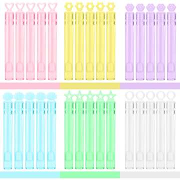 30 Pack Mini Bubble Wands(6 Style, 6 Colors), Bulk Bubble Party Favors, Goody Bags for Kid, Great Summer Outdoor Indoor Toys Gifts for Boy Girl, Valentine Christmas Party Supplies