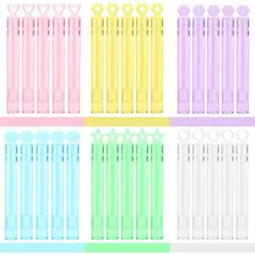 30 Pack Mini Bubble Wands(6 Style, 6 Colors), Bulk Bubble Party Favors, Goody Bags for Kid, Great Summer Outdoor Indoor Toys Gifts for Boy Girl, Valentine Christmas Party Supplies