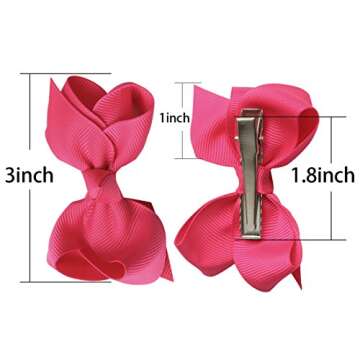 XIMA 3inch Hair Bows with Clip Grosgrain Ribbon Knot Hairbow for Girls And Woman Pack of 32 (with alligator clip)