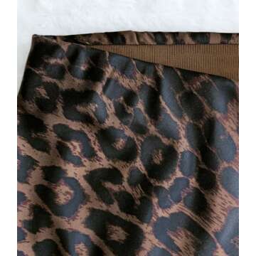 Women's Leopard Print Satin Maxi Skirt High Waisted Elastic Waistband Silk A-Line Casual Party 2025 Summer Long Skirts（Leopard Brown02, Small）