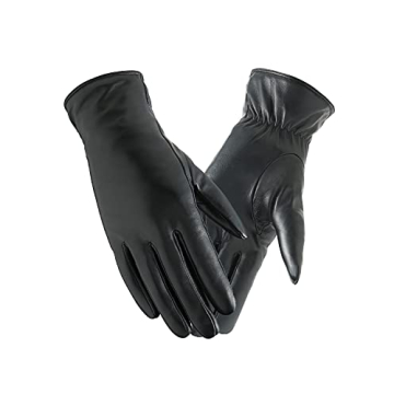 FEIQIAOSH Winter Leather Gloves with Touchscreen Capability