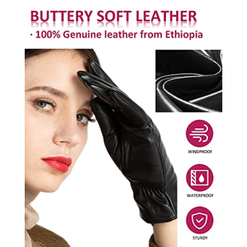 FEIQIAOSH Winter Leather Gloves with Touchscreen Capability