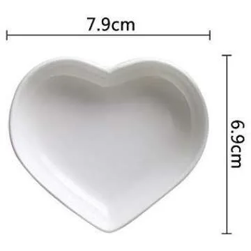 XIGUI Heart-shaped Multipurpose Ceramic Sauce Dish Seasoning Dishes Sushi Dipping Bowl Appetizer Plates Serving Dish Saucers Bowl (Set of 10)