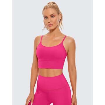 CRZ YOGA Adjustable Longline Sports Bra for Women - V Back Wireless Workout Padded Yoga Camisole Cro...