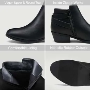 Vepose Women's Ankle Boots - Low Heel Fashion Booties