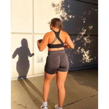 Unthewe Workout Butt Lifting Shorts for Women High Waisted Seamless Gym Yoga Booty Shorts(U326-Black Darkgrey FrenchBlue-S)