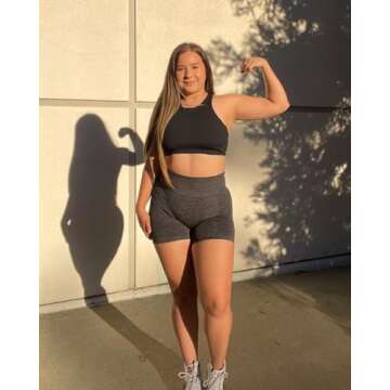 Unthewe Workout Butt Lifting Shorts for Women High Waisted Seamless Gym Yoga Booty Shorts(U326-Black Darkgrey FrenchBlue-S)