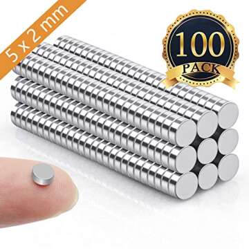 FINDMAG Refrigerator Mini Magnets, 100 Pack, 5x2mm, Small Little Neodymium Fridge Tiny Magnets for DIY, Whiteboard, Micro Magnets for Office, Crafts