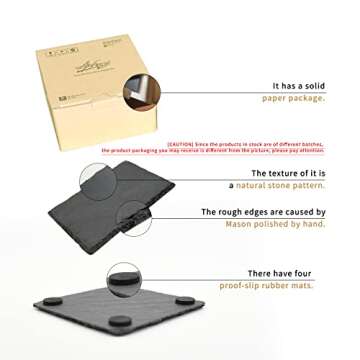 Luxury Slate Stone Coasters - Set of 6 Durable Drink Protectors