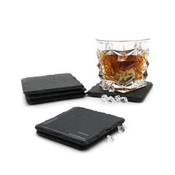 Luxury Slate Stone Coasters - Set of 6 Durable Drink Protectors