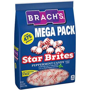 Brach's Star Brites Peppermint Starlight Mints Hard Candy, 5.6 lbs Bulk Candy Bag Individually Wrapp...