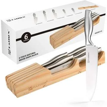 6-Piece Kitchen Knife Set with Premium Organizer