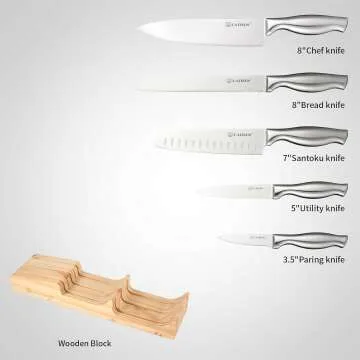 6-Piece Kitchen Knife Set with Premium Organizer