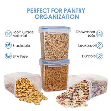 Vtopmart Airtight Food Storage Containers 12 Pieces 1.5qt / 1.6L- Plastic BPA Free Kitchen Pantry Storage Containers for Sugar, Flour and Baking Supplies - Dishwasher Safe - Include 24 Labels, Blue