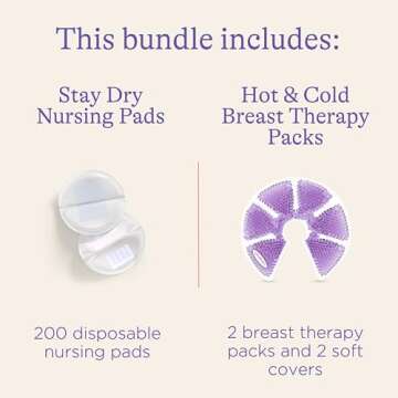 Lansinoh Disposable Nursing Pads, 200 Count, and Breast Therapy Packs with Soft Covers, 2 Pack, Breastfeeding Essentials for Moms
