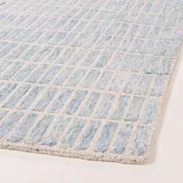 Restoration and Renovation Handmade Capitola Space Dyeing Imported Premium Wool Area Rug - Unique Modern Design Carpet for Living Room, Bedroom, and Dining Room (Blue, 6' x 9')