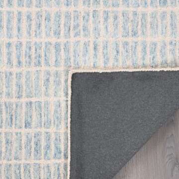 Restoration and Renovation Handmade Capitola Space Dyeing Imported Premium Wool Area Rug - Unique Modern Design Carpet for Living Room, Bedroom, and Dining Room (Blue, 6' x 9')