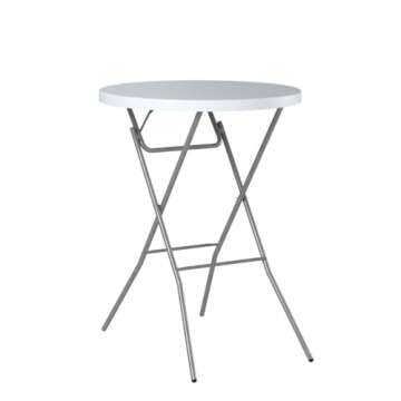 Best Choice Products 32in Bar Height Folding Table, Round Indoor Outdoor Accessory for Patio, Backyard, Dining Room, Events w/Thick Table Top, Metal Frame, Locking Legs, 330lb Weight Capacity - White