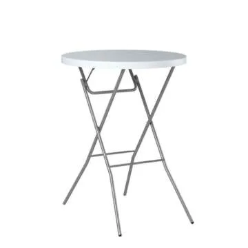 Best Choice Products 32in Bar Height Folding Table, Round Indoor Outdoor Accessory for Patio, Backyard, Dining Room, Events w/Thick Table Top, Metal Frame, Locking Legs, 330lb Weight Capacity - White