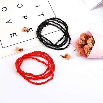 yansport Elastic Waist Bead Body Chain, 14PC Colorful African Belly Beads, Bikini Waist Beads Chains Set, Summer Fashion Jewelry for Women and Girls (Waist Bead Set A)