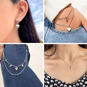 Beadthoven 100pcs Antique Silver Heart Charm Pendants Tibetan Style Extender Chain Drops Charms for ...