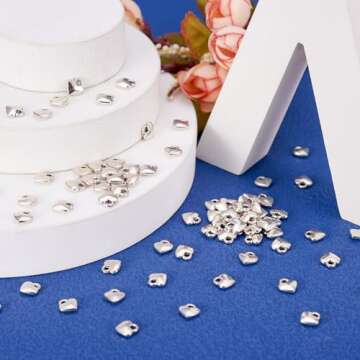 Beadthoven 100pcs Antique Silver Heart Charm Pendants Tibetan Style Extender Chain Drops Charms for Making Choker Necklace Bracelet Earrings Jewelry DIY Accessories