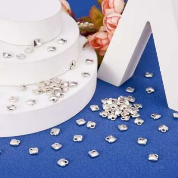 Beadthoven 100pcs Antique Silver Heart Charm Pendants Tibetan Style Extender Chain Drops Charms for Making Choker Necklace Bracelet Earrings Jewelry DIY Accessories