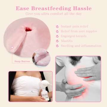 Hot/Cold Breast Gel Bead Ice Packs Breast Cooling/Heat Pads Relief for Breastfeeding, Nursing Pain, Mastitis, Engorgement, Swelling, Plugged Ducts | Boost Milk Let-Down & Production,2 Pack (Pink)