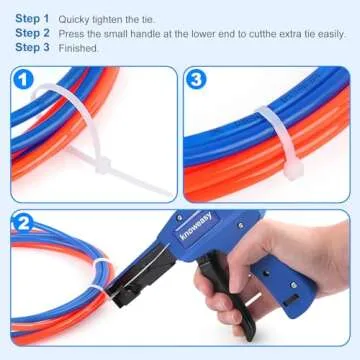Cable Tie Gun,Knoweasy Fastening Cable Tie Tool,Die-Cast Steel Flush Cut Zip Tie Tool with Steel Handle for Nylon Cable Tie,7 Inches Length