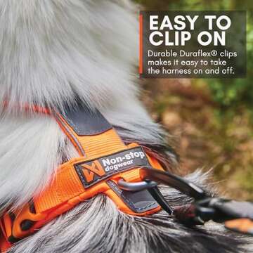 Non-stop dogwear Line Harness 5.0, Padded Dog Harness for Large Dogs, Made for Hiking, Sport and Everyday Active Life with 3 Leash Clips, Reflectors and Ergonomic Fit, Orange, Size 7