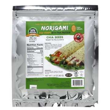 Norigami Egg Wraps with Pea Protein – Chia Seeds. High Protein, Low Carb, Vegetarian. Thin Healthy...