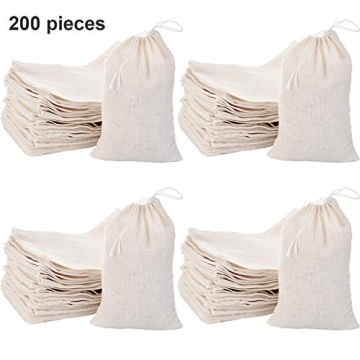 Tatuo Muslin Drawstring Bags 200 Pack for Gifts and Crafts