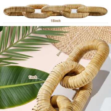 5-Ring Rattan Woven Chain Link - Handmade Bohemian Decor