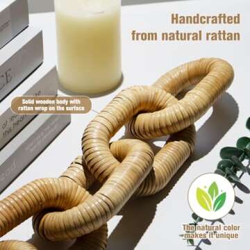 5-Ring Rattan Woven Chain Link - Handmade Bohemian Decor