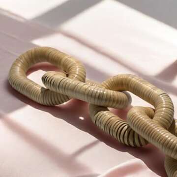 5-Ring Rattan Woven Chain Link - Handmade Bohemian Decor