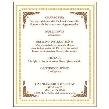 Harney & Sons Chamomile Herbal Tea, Classic Tin, 20 Sachets, white