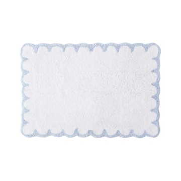 Peri Home Luxurious Scallop Bath Rug in Elegant Blue for Any Bathroom